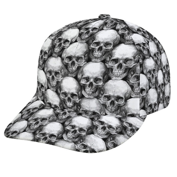 Black & White Skull Pattern Baseball Hat – Gothic Style