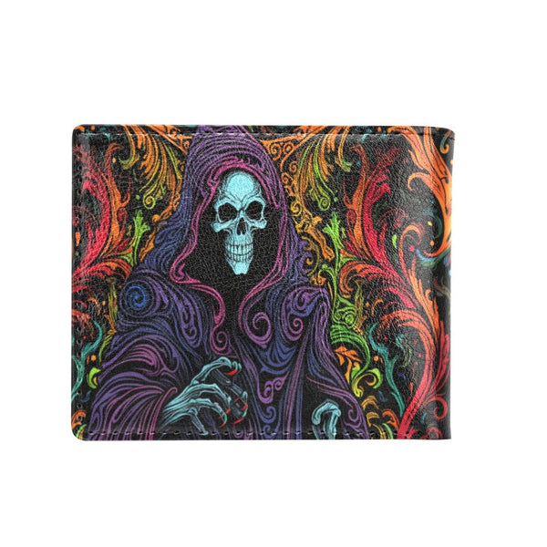 Vibrant Color Grim Reaper Bifold Wallet With Coin Pocket