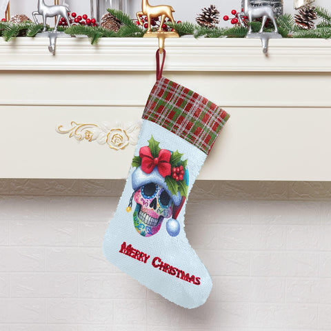 Boy Skull Sequin Christmas Stocking