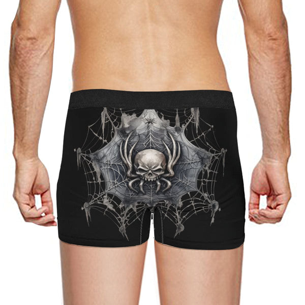 Gothic Skull Spiderweb Print Men's Underwear