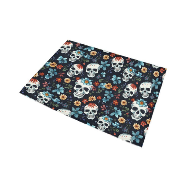 Bring a touch of edgy elegance to your space with the stunning Skulls Floral Area Rug, measuring 7' x 5'!