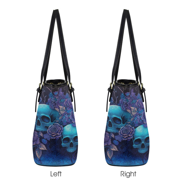 The Cobalt Flora & Skull Small Leather Tote Bag