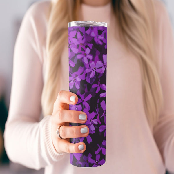 Purple Flowers Stainless Steel 20oz Tumbler skull