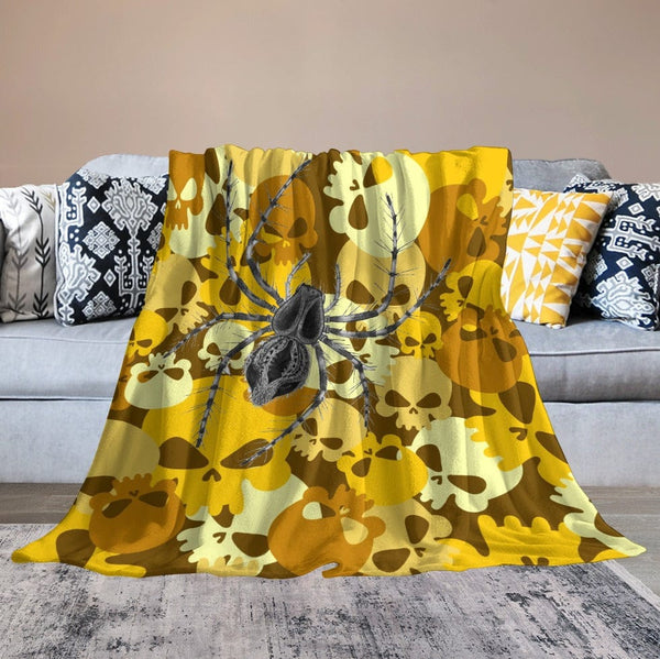 Skull Camo Large Spider Ultra-Soft Flannel Blanket