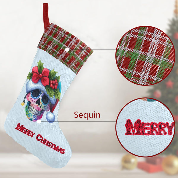 Boy Skull Sequin Christmas Stocking