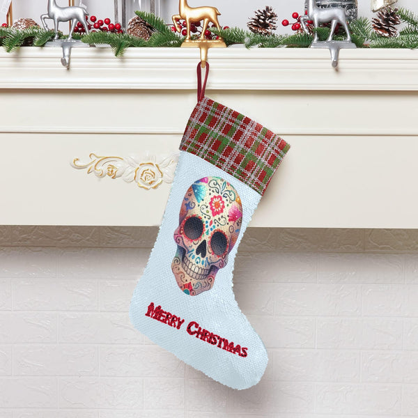 Dad Skull Sequin Christmas Stocking