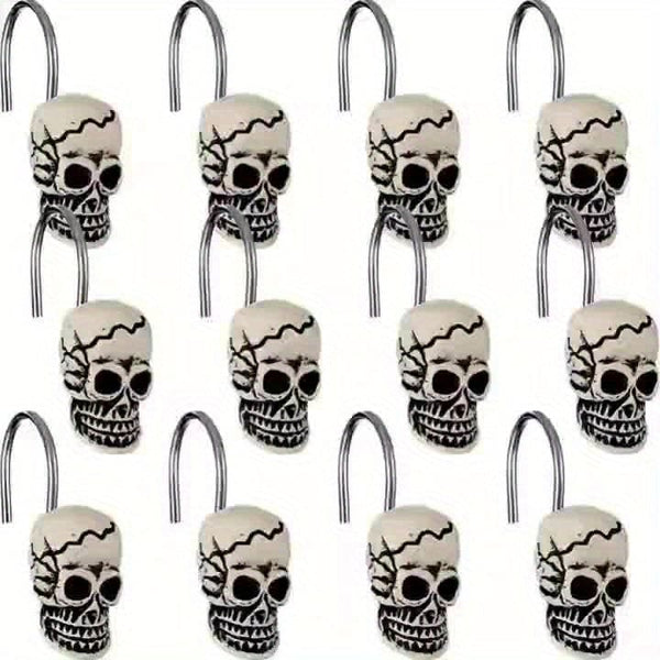 12-Piece Skull Shower Curtain Hooks Decorative Bathroom Decor