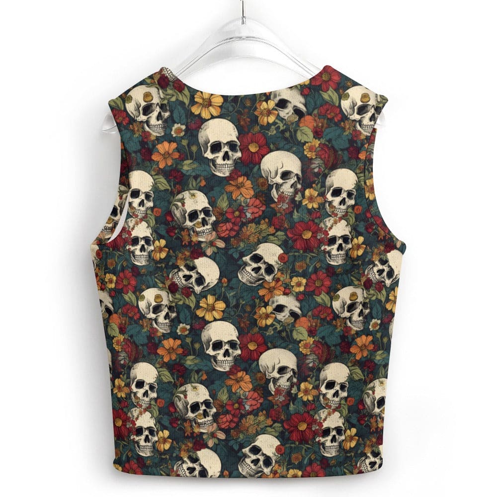 Women's Brown Floral Skulls Knit Sweater Vest – Everything Skull