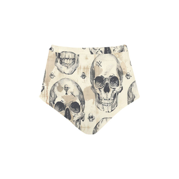Women's Vintage Skulls High-Waisted Bikini Bottoms