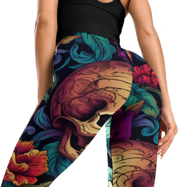 Skull Floral Soft Ladies Pattern Yoga Pants