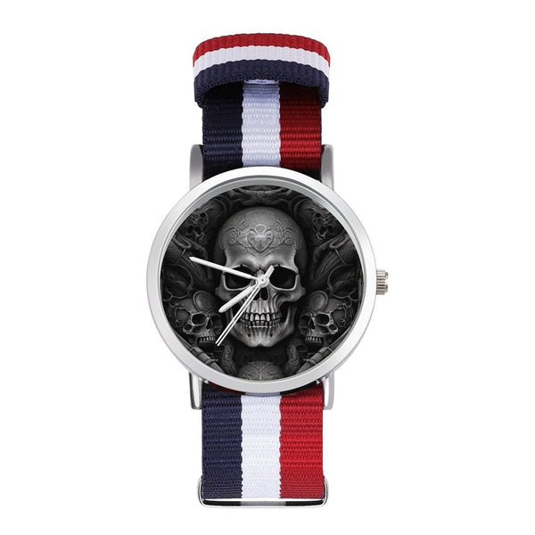 Skull Head Braided Adjustable Strap Adult Watch 