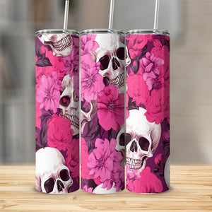 Skulls In Pink Flowers Stainless Steel 20oz Tumbler skull