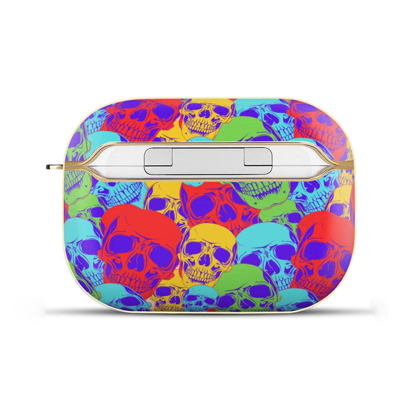Lots Of Colorful Skulls AirPods Pro Gold Case