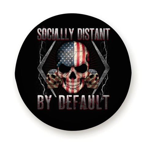 Skull Socially Distant By Default Spare Tire Cover