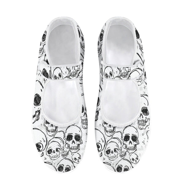Doodle Style Skull Pattern Casual Mary Jane Shoes