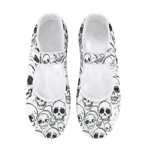 Doodle Style Skull Pattern Casual Mary Jane Shoes