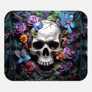 Skull Floral Butterflies Rectangle Mouse Pad 