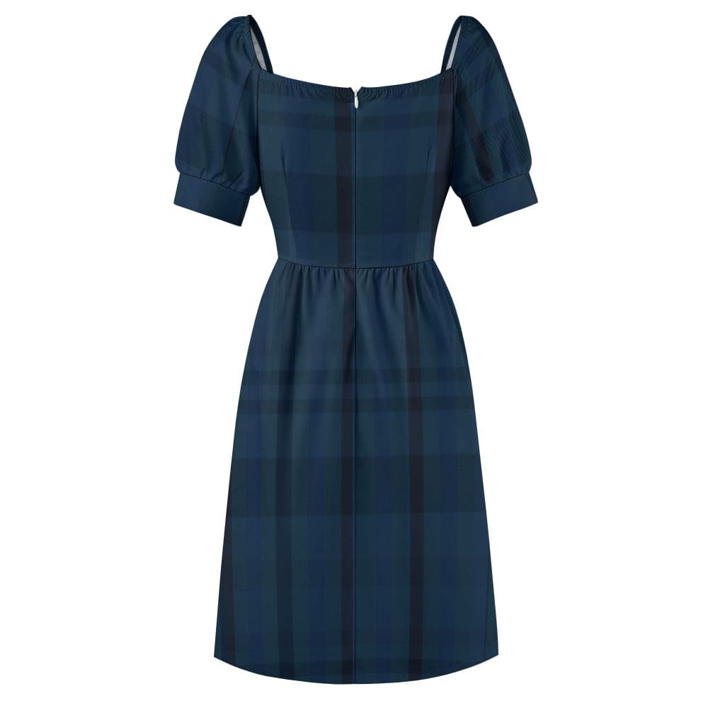 Women's Gothic Blue Plaid Sweetheart Dress 3XL / White