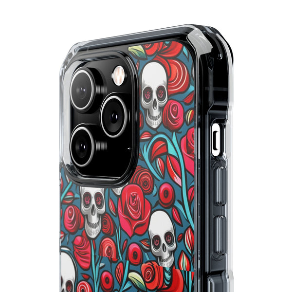 Stunning Red Flower Skulls Magnetic Cases - Protect Your Phone with Style!