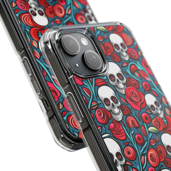 Stunning Red Flower Skulls Magnetic Cases - Protect Your Phone with Style!