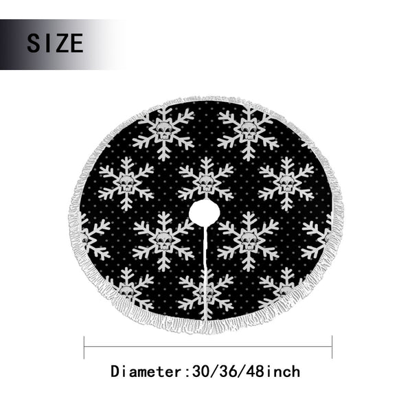 Skull Snowflake Tassel Christmas Tree Skirt