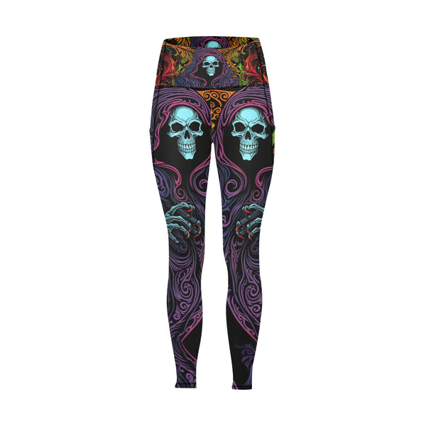 Women's Purple Color Hooded Skull Leggings With Pockets