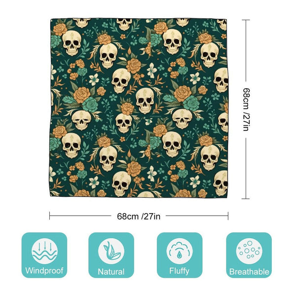 Floral Tropical Skulls Silk Scarf