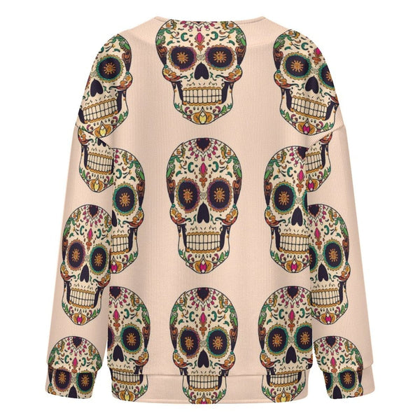 Women's Large Colorful Skulls Drop Shoulder Cardigan