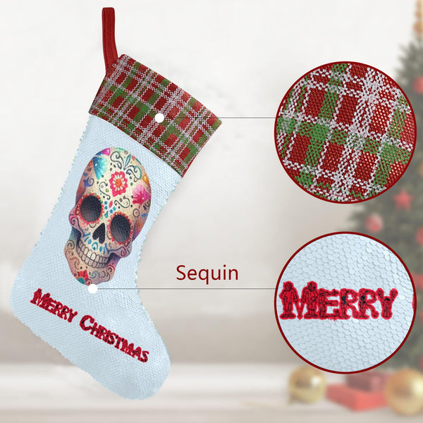 Dad Skull Sequin Christmas Stocking