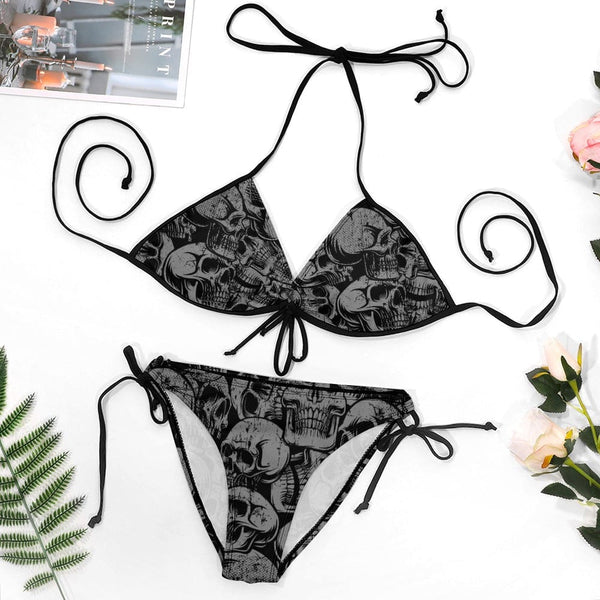 Flatter Your Physique With Our Exclusive Women's Black Skulls Plus Size Bikini