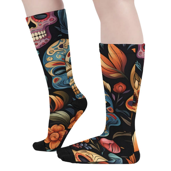 Laughing Skulls Long Cute Women's Colorblock Socks