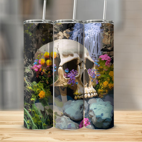 Skull Floral With Water Fall Stainless Steel 20oz Tumbler skull