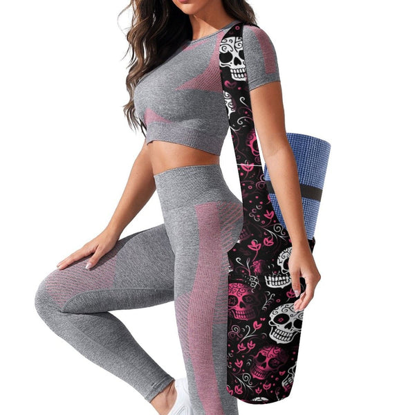 Pink & white Skulls Yoga Mat Storage Bag