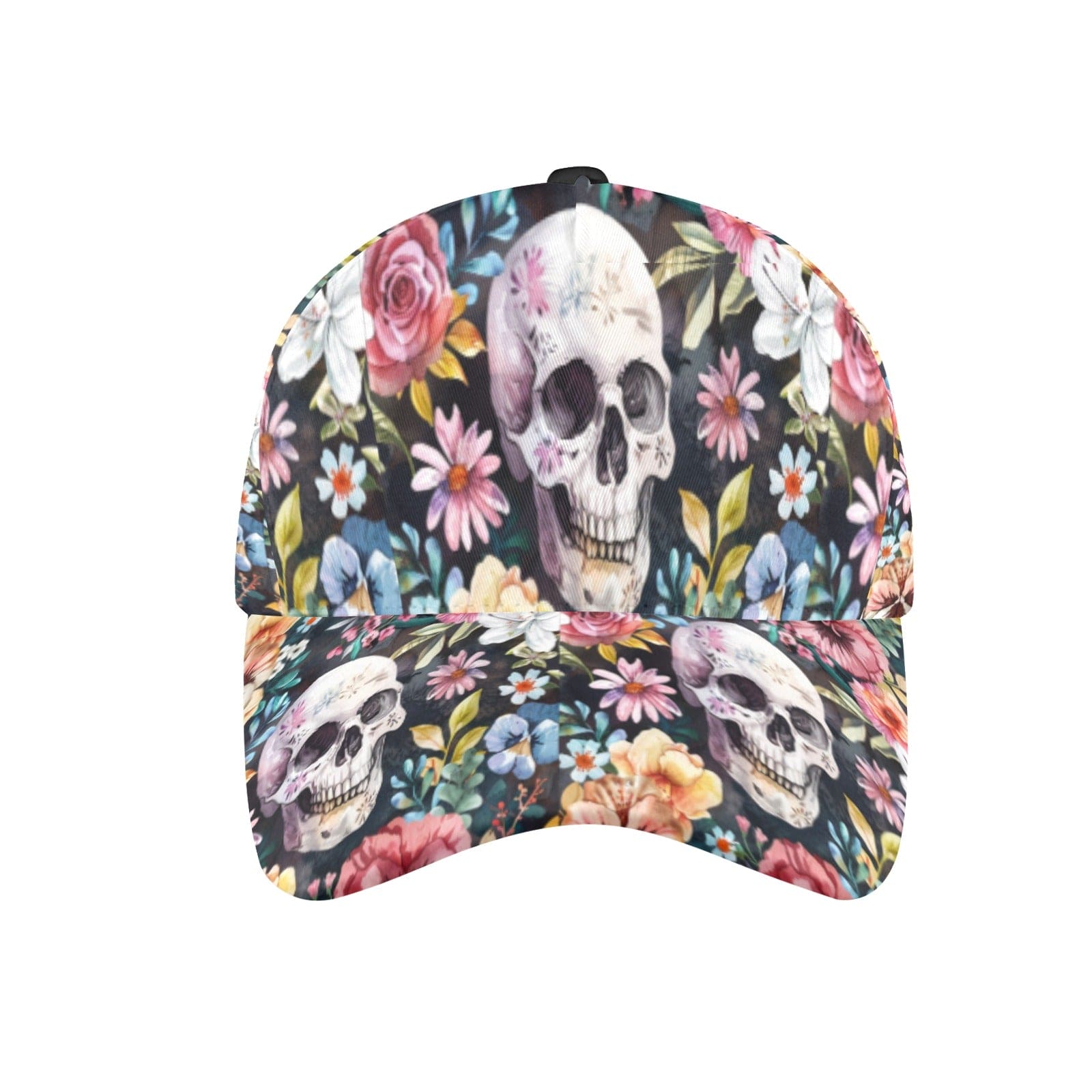 Skull Flowers Comfortable Fit Adjustable Hat All Over Print Dad Cap