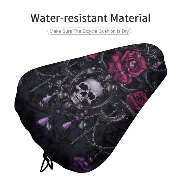 Skull And Pink Roses Waterproof Bicycle Seat Cover