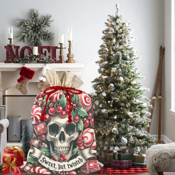 Skull Sweet-But-Twisted 20oz Christmas Gift Bag Pack of 3 Drawstring Bags