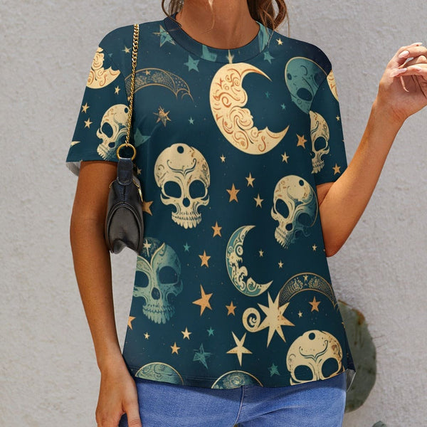 Women's Skulls, Stars & Moons Short Sleeve T-Shirt