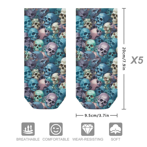 Lots of Skulls Comfortable Pattern Socks 5 Pairs Of The Same Picture