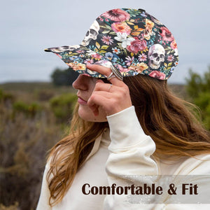 Skull Flowers Comfortable Fit Adjustable Hat All Over Print Dad Cap