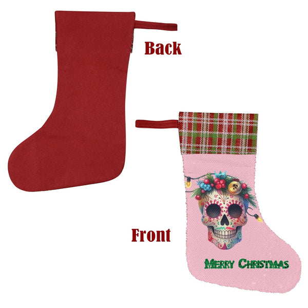 Mom Skull Sequin Christmas Stocking