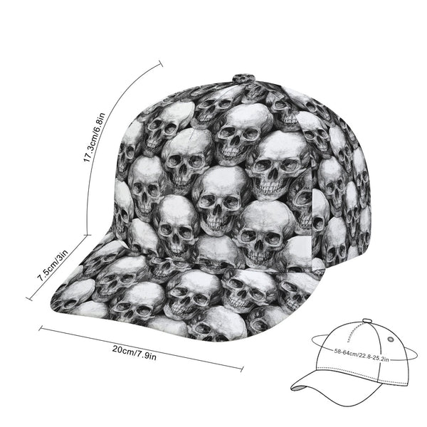 Black & White Skull Pattern Baseball Hat – Gothic Style - Everything Skull Clothing Merchandise and Accessories