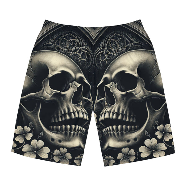 Men's Skull On Gothic Background Board Swim Shorts