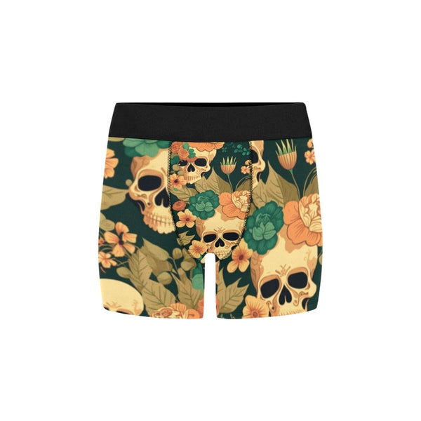 Orange Skulls Pattern Men's Boxer Briefs