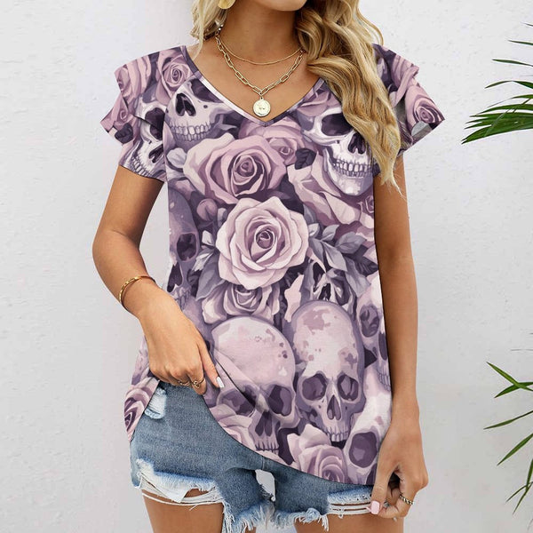 The Rosethorn Skull V-Neck Tee