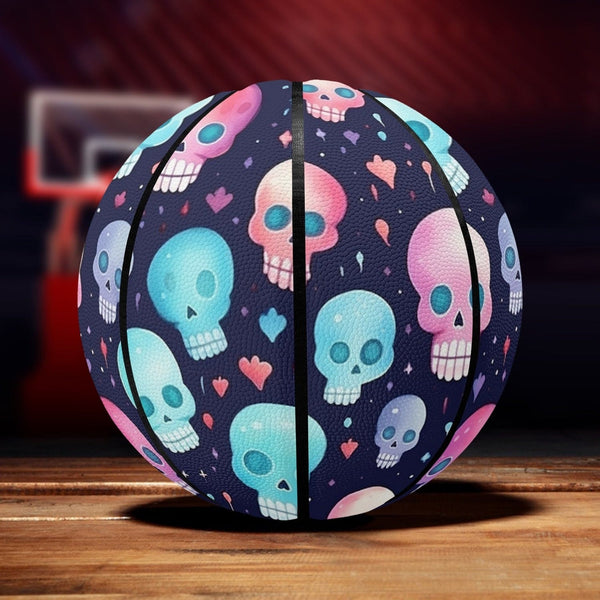 Colorful Pastel Skulls Basketball - Eight Panel Printed