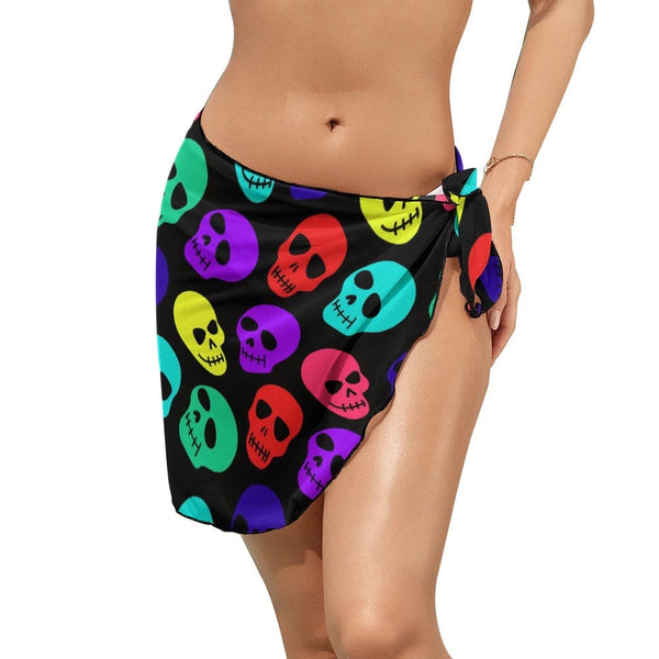 Ladies Colorful Skulls Beach Wrap Skirt