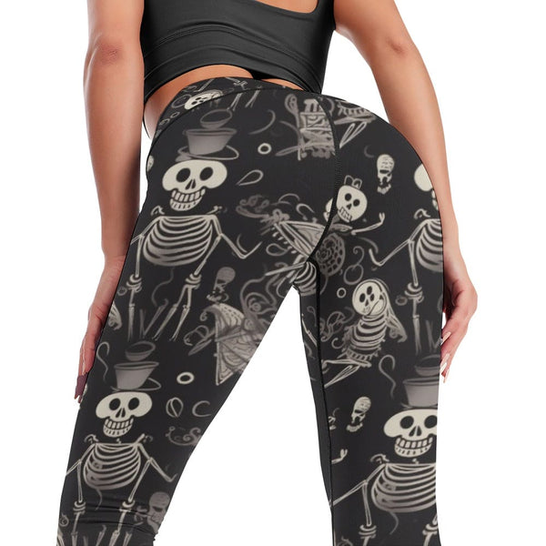 Women's Black Skull Skeleton Comfort Sports Yoga Pants