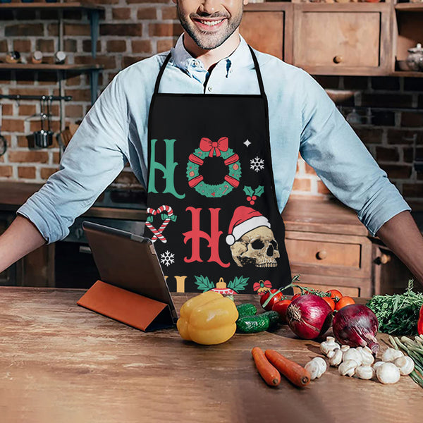 HO HO HO Skull Christmas Apron