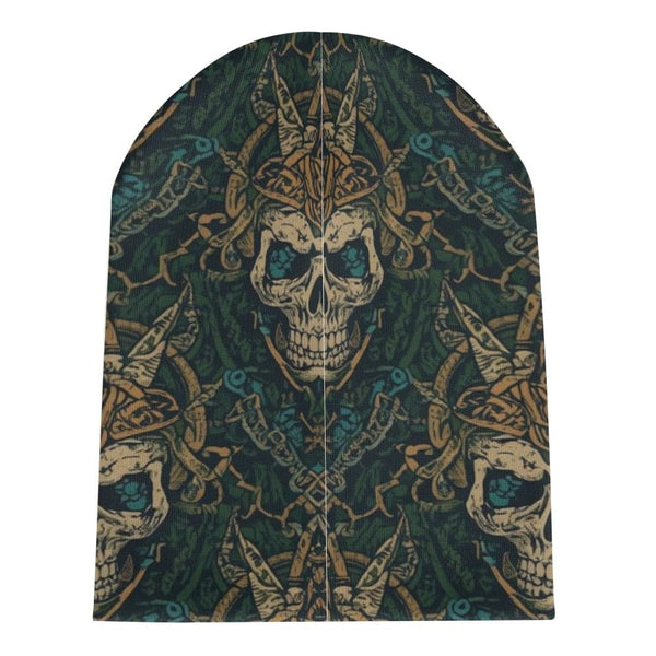 Skull Celtic Pattern Knitted Beanie For Men & Women