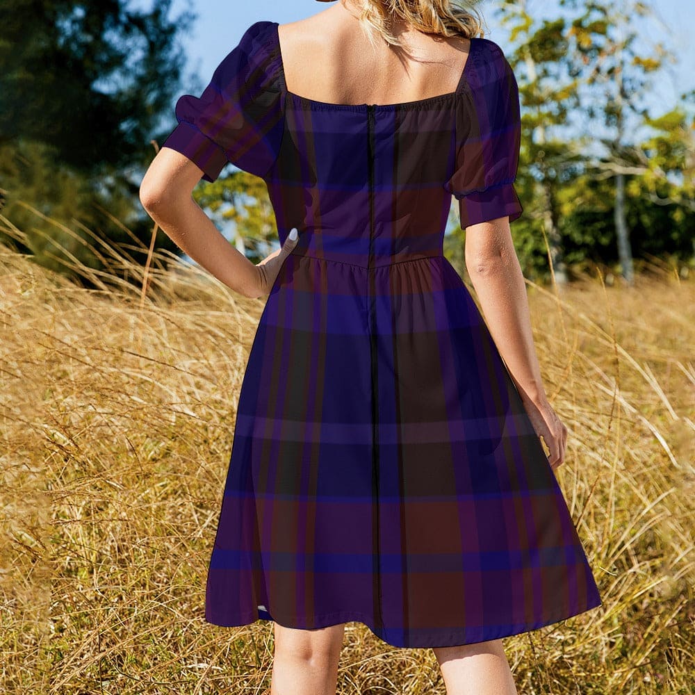 Gothic Purple Plaid Sweetheart Dress 5XL / White